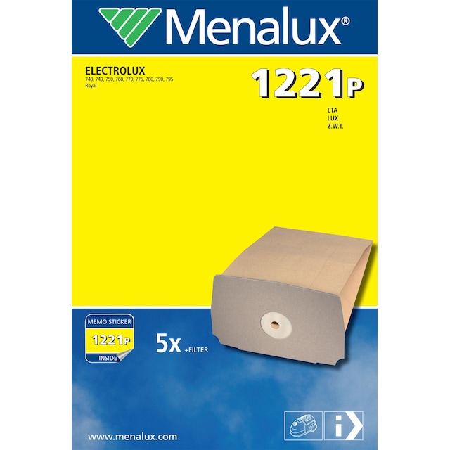 Menalux dammsugarpåsar 1221p  för Electrolux/Eta/Lux/Z.W.T.(5 st)