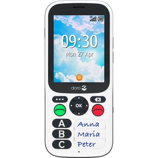 Doro 780X mobiltelefon (svart/vit) - Elgiganten