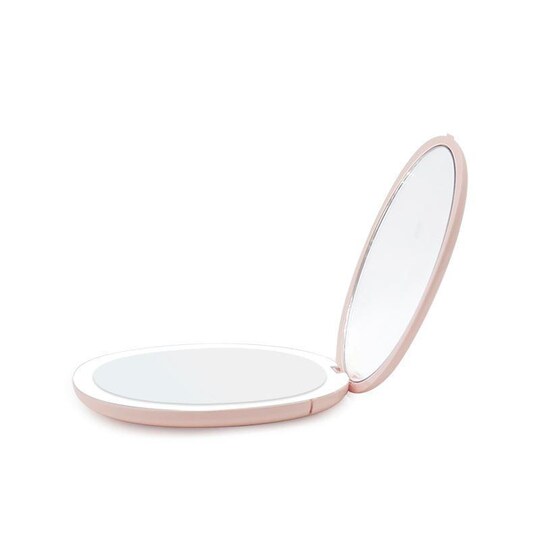 UNIQ® Kompakt Dubbelsidig Sminkspegel med LED (5x förstoring) - Rosa -  Elgiganten
