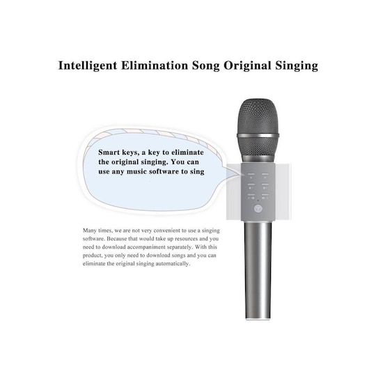Karaoke mikrofon med Bluetooth högtalare 5W Silver - Elgiganten