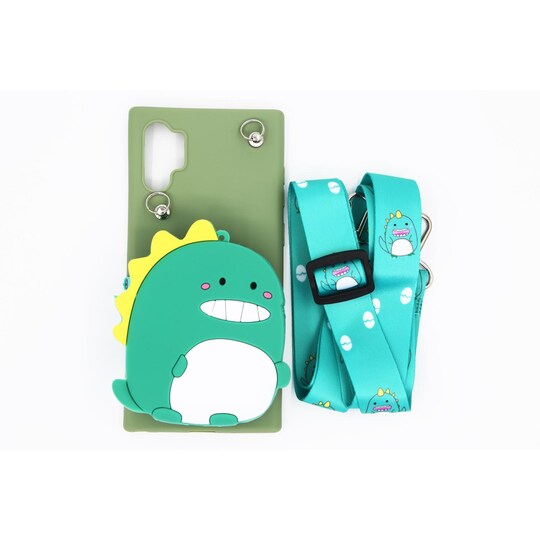 3D mobilskal Samsung Galaxy Note 10 Plus, inbyggd plånbok - Dinosaurie,  grön - Elgiganten