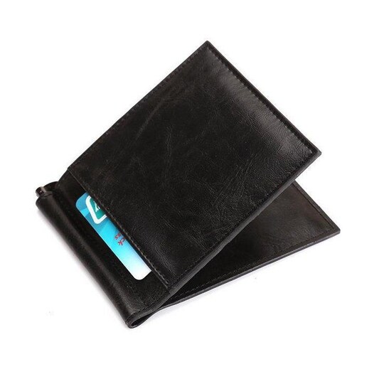 RFID Kortfodral / plånbok med sedelklämma - läder - svart - Elgiganten