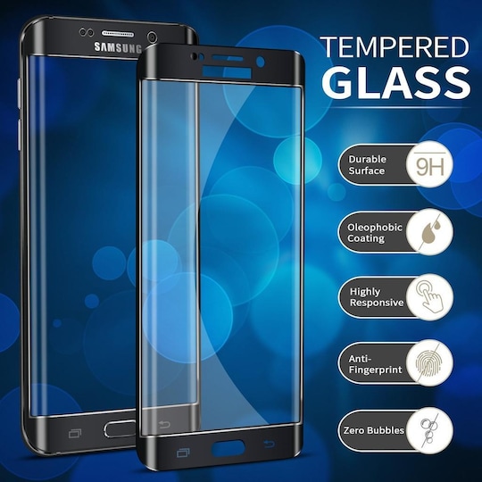 Skärmskydd Samsung Galaxy S6 Edge Härdat glas Svart - Elgiganten