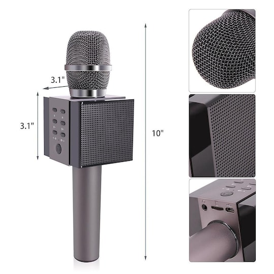 Karaoke mikrofon med Bluetooth högtalare 5W Grafitsvart - Elgiganten