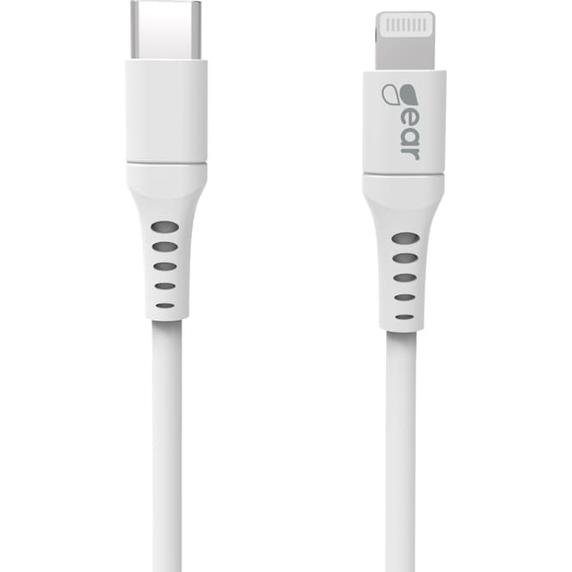Gear USB-C till Lightning MFi kabel 2m (vit)