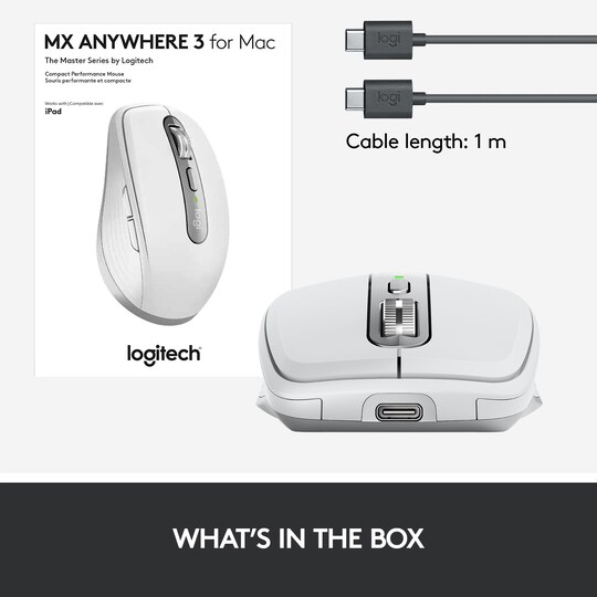 Logitech MX Anywhere 3 trådlös mus för Mac (ljusgrå) - Elgiganten