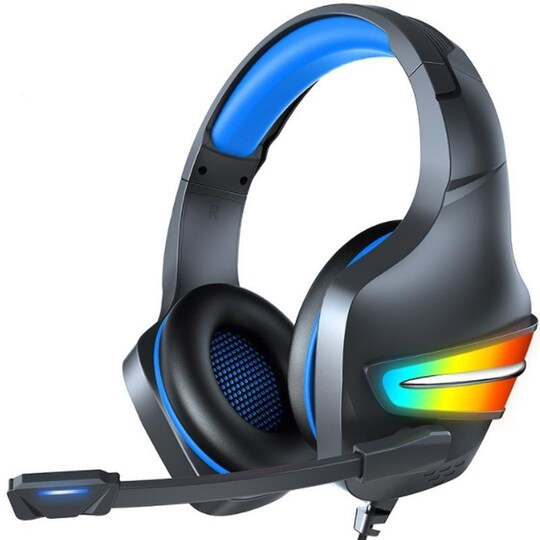Gaminghörlurar RGB 3.5mm med mikrofon Svart/Blå - Elgiganten