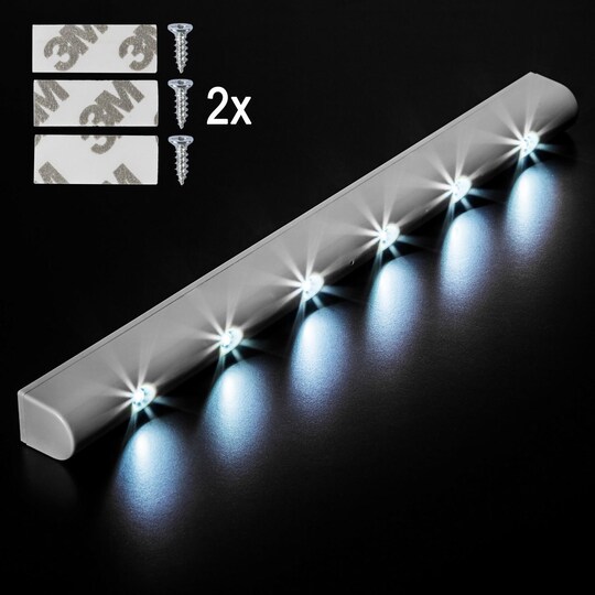 tectake 2 LED-ljuslist med rörelsesensor - grå - Elgiganten