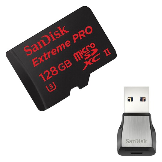 SanDisk Extreme Pro Micro SD kort 128 GB + kortläsare - Elgiganten