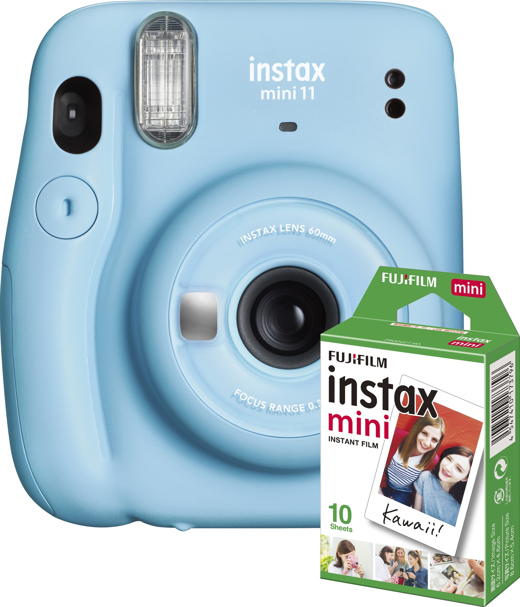 Fujifilm Instax Mini 11 kompaktkamera (blå, 10-pack utskriftspapper) -  Elgiganten
