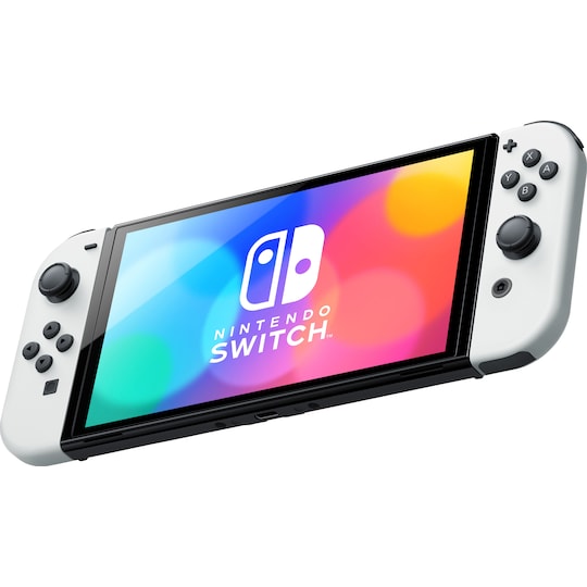 Nintendo Switch OLED gamingkonsol med vita Joy-Con-kontroller - Elgiganten