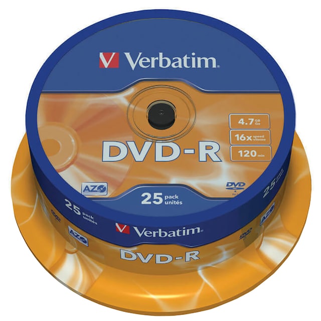 Verbatim spindel DVD-R 16x, 25-pack cakebox