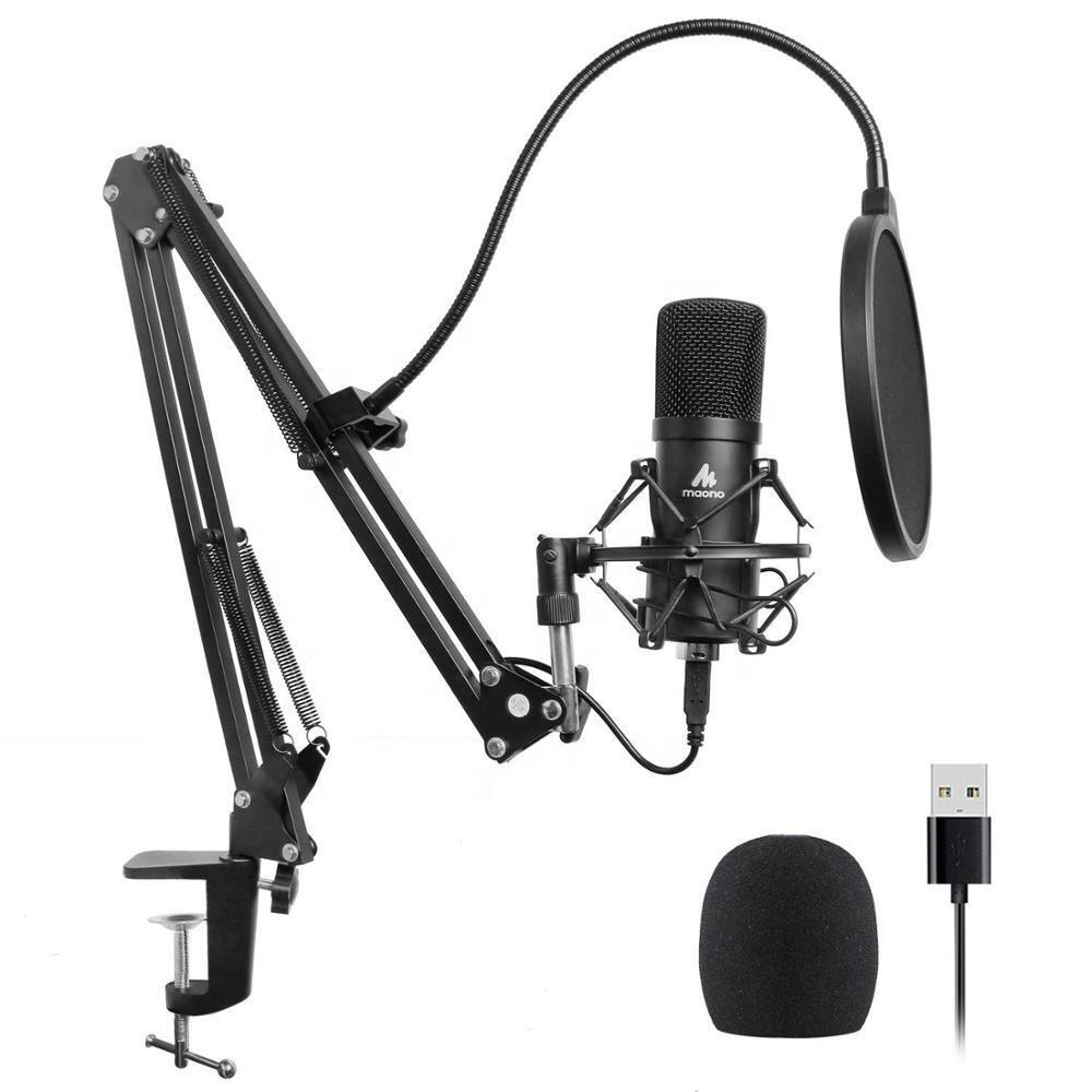 MAONO USB Podcasting Microphone Kit, 16mm mikrofon, arm med fäste, filter,  svart - Elgiganten, mikrofon arm