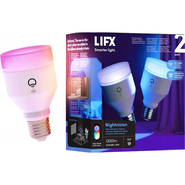 LIFX Nightvision LED-lampa E27 (2-pack)