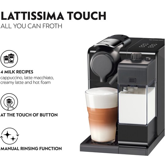 NESPRESSO® Lattissima Touch kaffemaskin av DeLonghi, Svart - Elgiganten