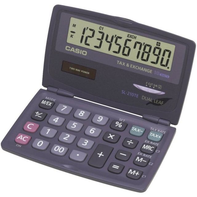 Casio SL-210TE Miniräknare Antracit Display (ställen): 10 solcell, batteri (B x H x D) 120 x 12.5 x 73 mm