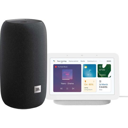 JBL Link Portable Wi-Fi-högtalare med Google Nest Hub 2 bundle - Elgiganten