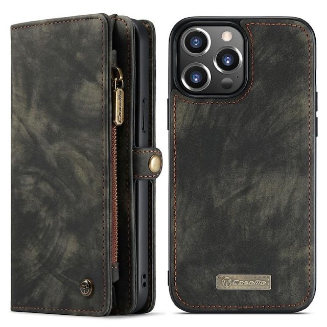 CASEME iPhone 13 Pro Max Retro plånboksfodral - Svart