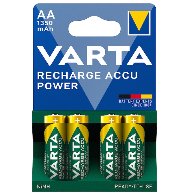 Varta Power AA 1350Mah laddbara batterier (4 pack)