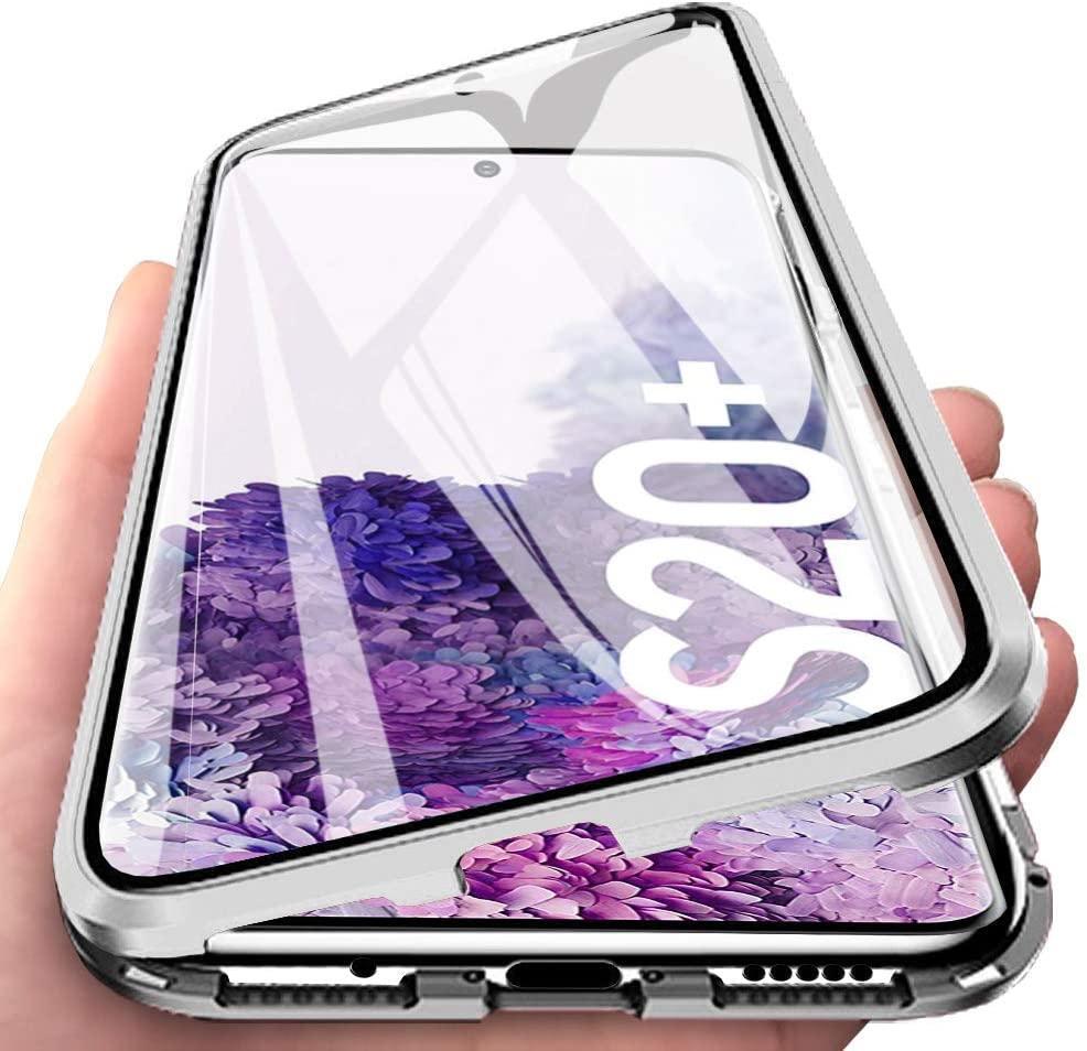 Samsung S20 Plus magnetiskt mobilfodral härdat glas Silver - Elgiganten