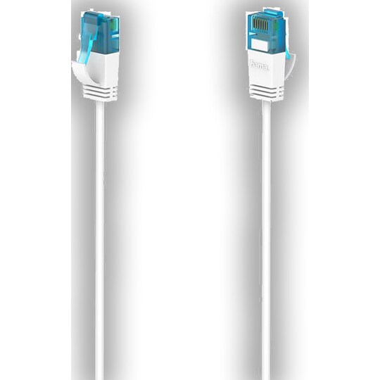 Hama Flexi-Slim Ethernet-kabel CAT 6a, 10 Gbps U/UTP 1.5m (vit) - Elgiganten