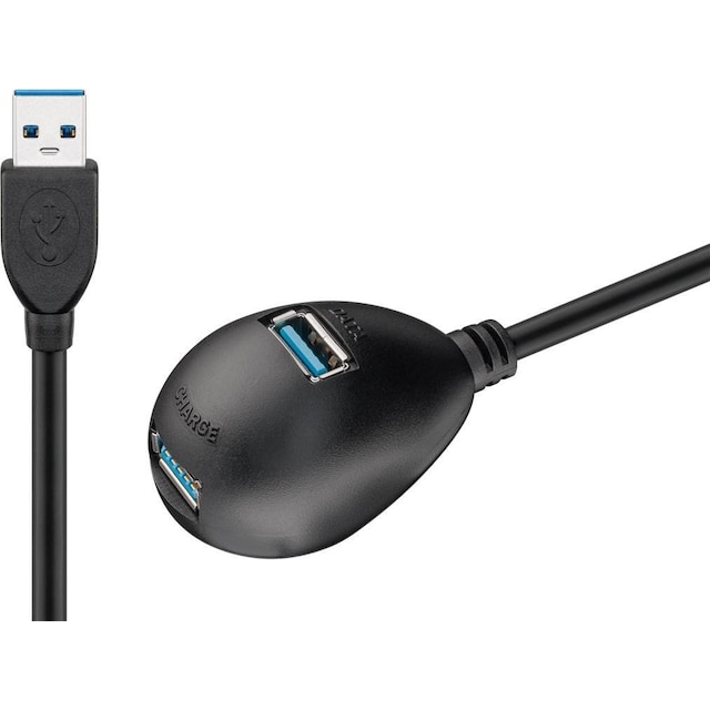 Goobay USB 3.0 höghastighetsförlängningskabel med fot, svart