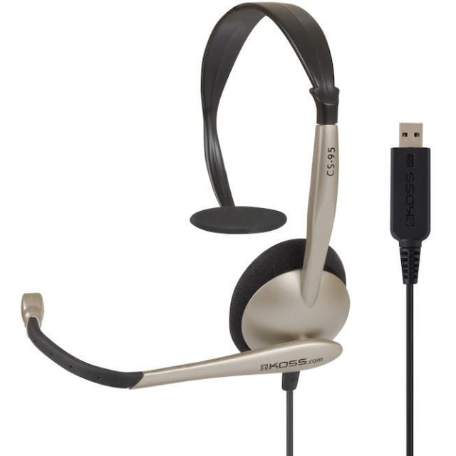 Koss hörlurar CS95 USB-pannband/on-ear, USB, mikrofon, svart/guld,