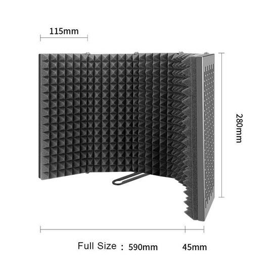 Mikrofonskärm med 2 lagers 5-vägg akustikfilter vikbar 59x28x4cm  akustikskärm ljuddämpare för mikrofoner reflection filter - Elgiganten