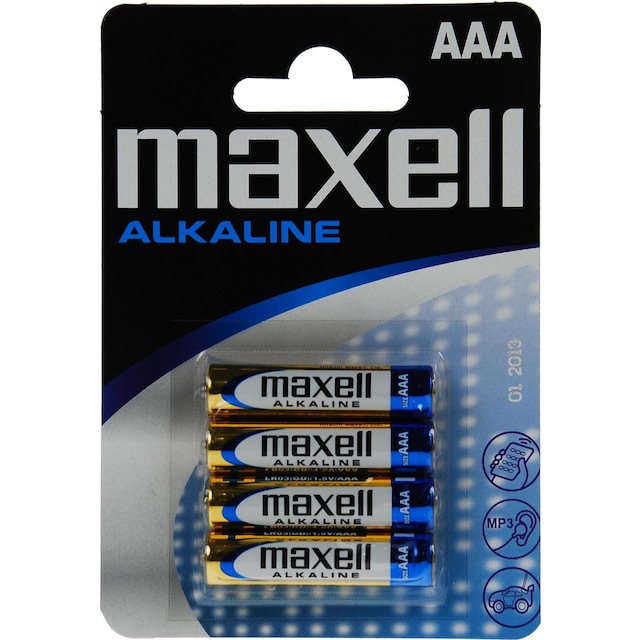 Maxell batterier, AAA (LR03), Alkaline, 1,5V, 4-pack