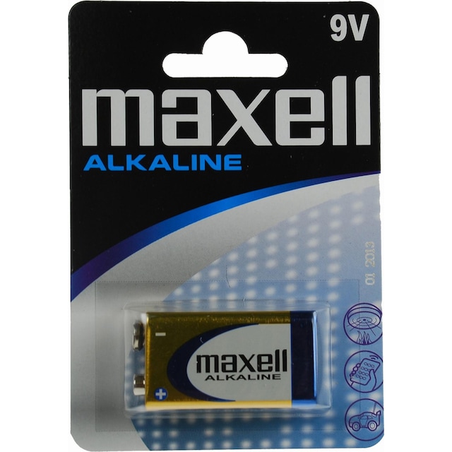 Maxell batteri, 9V/6LR61, Alkaliskt, 1-pack