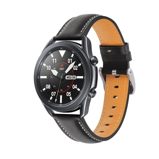 INF Samsung Galaxy Watch 3 (45 mm) armband Äkta läder Svart - Elgiganten