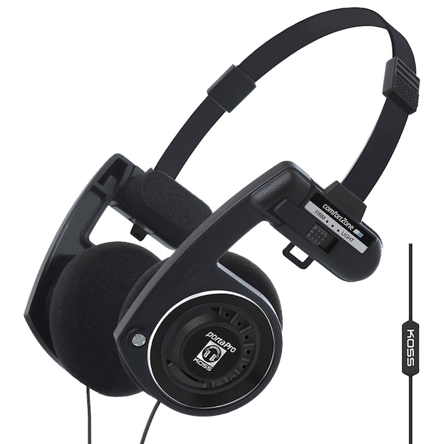 Koss PortaPro Remote hörlurar med mic on-ear (svart)