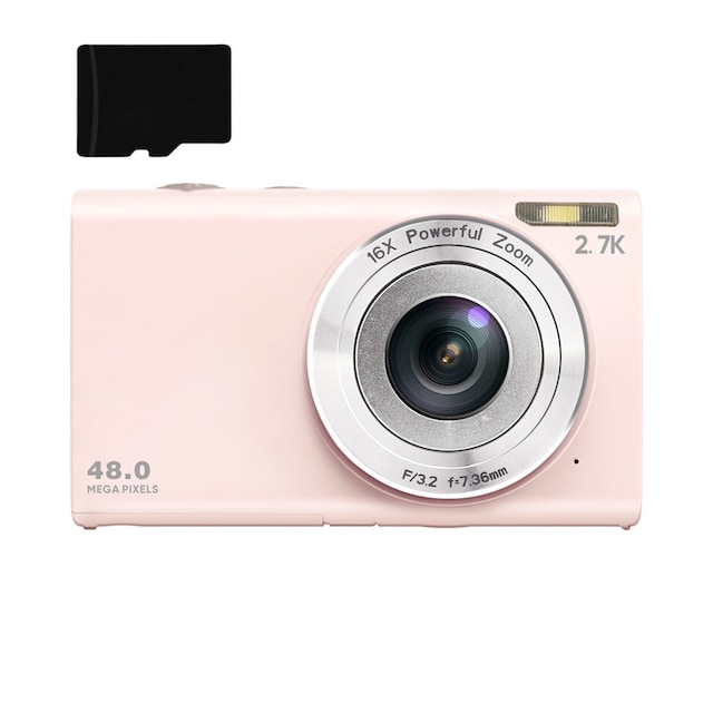 Digitalkamera 48MP 2,7K FHD 16X digital zoom, webcam, autofokus Rosa
