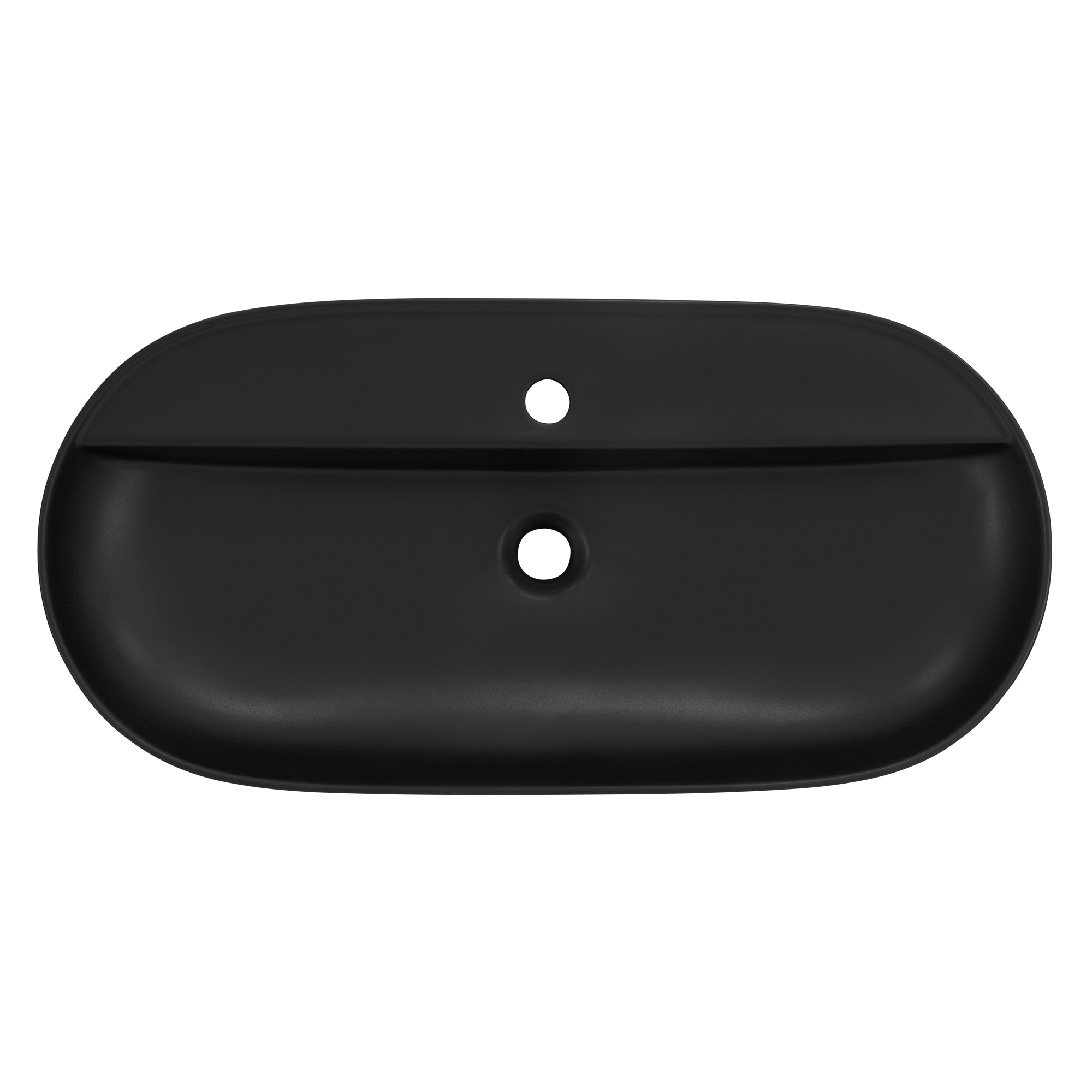 Oval diskho utan bräddavlopp 80x40x12 cm svart keramik ML-Design