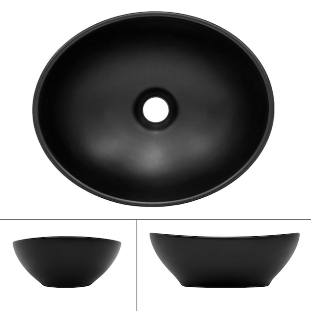ML-Design keramikhandfat svart matt 41x33,5x14,5cm, oval