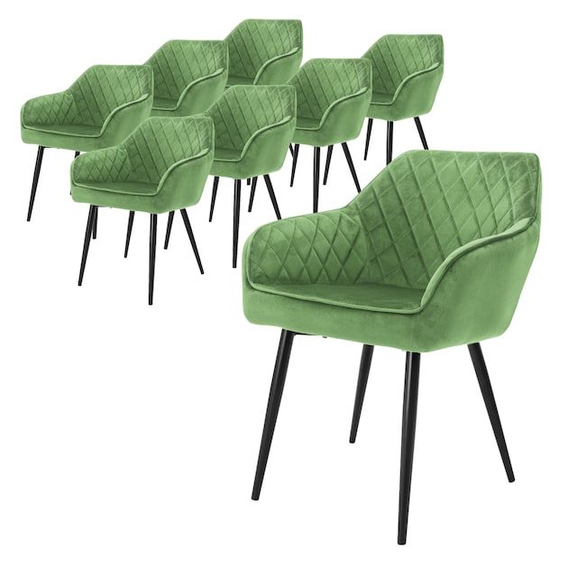 ML-Design Set om 8x matstolar - salvia grön