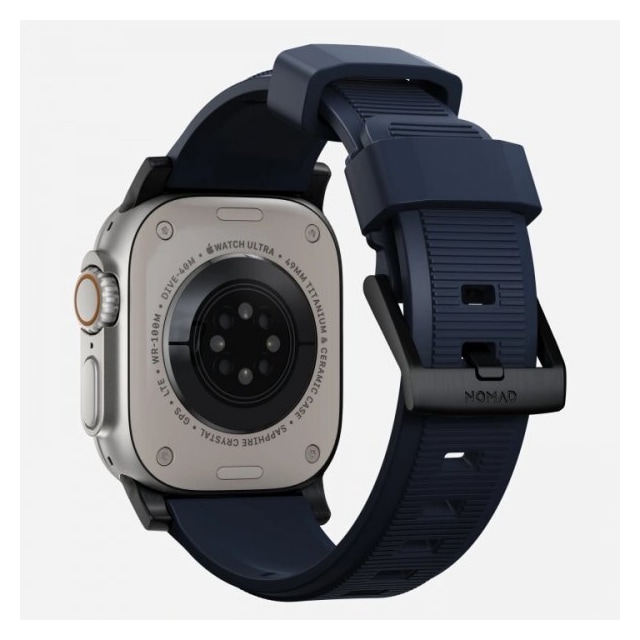 NOMAD Apple Watch 42/44/45mm/Apple Watch Ultra Armband Rugged Band Black Hardware Atlantic Blue