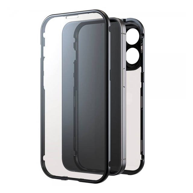 Black Rock iPhone 15 Pro Skal 360 Glass Transparent Svart