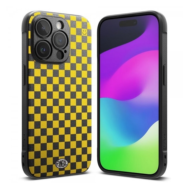 Ringke iPhone 15 Pro Skal Onyx Design Checkerboard Yellow