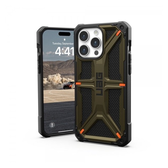 Urban Armor Gear (UAG) iPhone 15 Pro Max Skal Monarch Kevlar Element Green