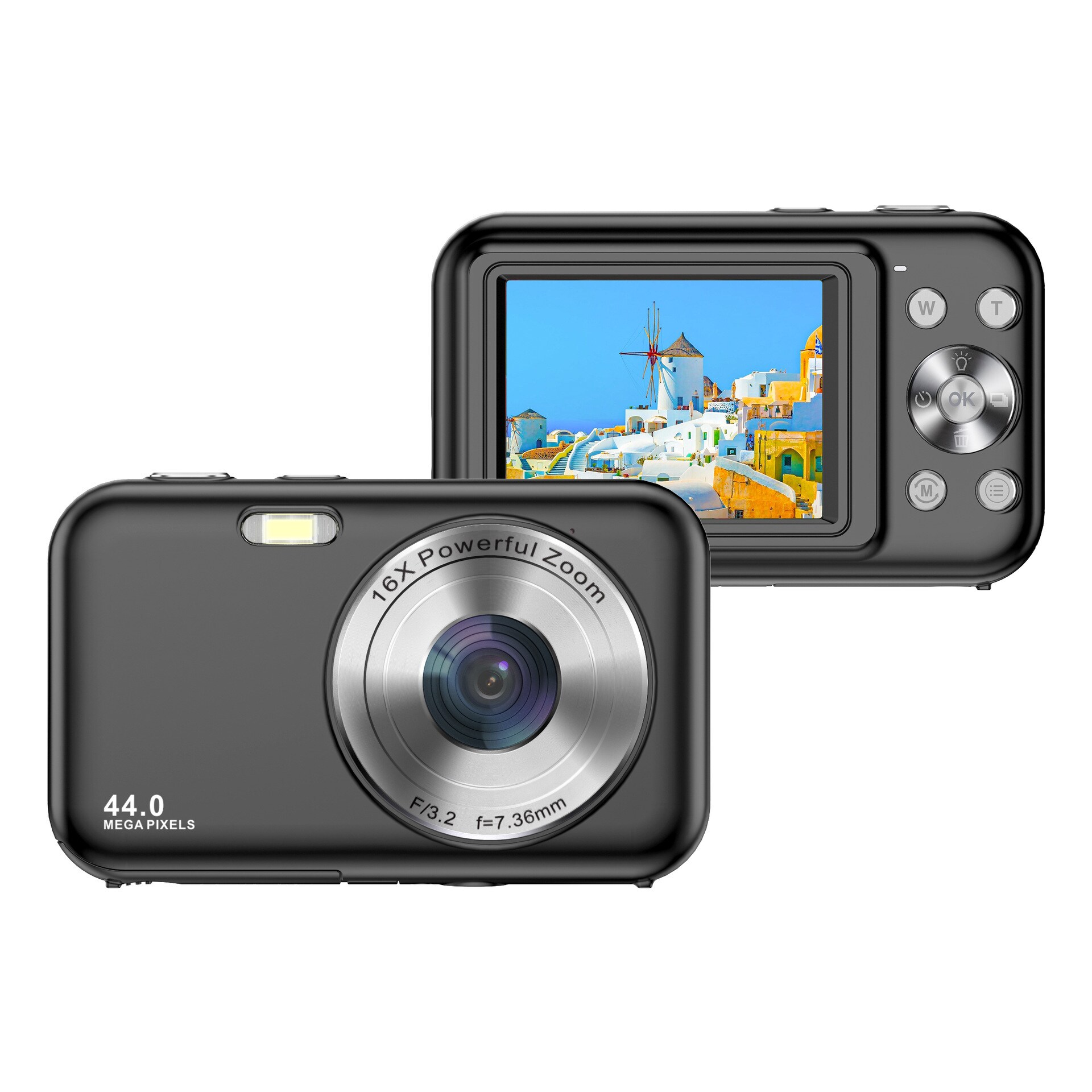 Digitalkamera 1080P 44MP 16 x zoom 2,4-tumsskärm Svart - Elgiganten