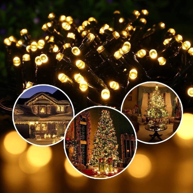 Julbelysning utomhus LED 60 meter med upp till 1200 varmvita lampor