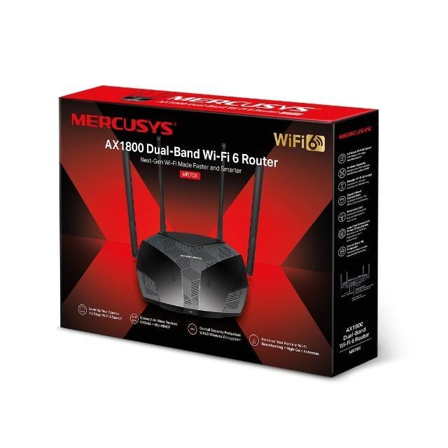 Mercusys AX1800 Dual-Band WiFi 6 Router MR70X 802.11ax, 1201+574 Mbit/