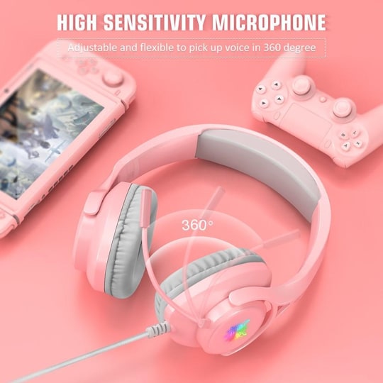 ONIKUMA X16 Gaming Headset Over Ear-hörlurar med mikrofon - Rosa -  Elgiganten