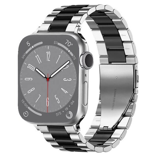 Armband rostfritt stål Apple Watch 8 (41mm) - Silver/Svart - Elgiganten