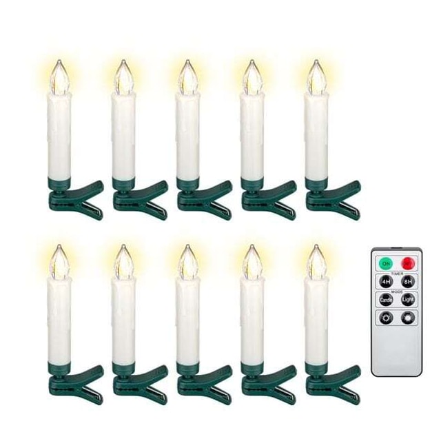 Trådlös julgransbelysning med fjärrkontroll, 10-pack LED-ljus