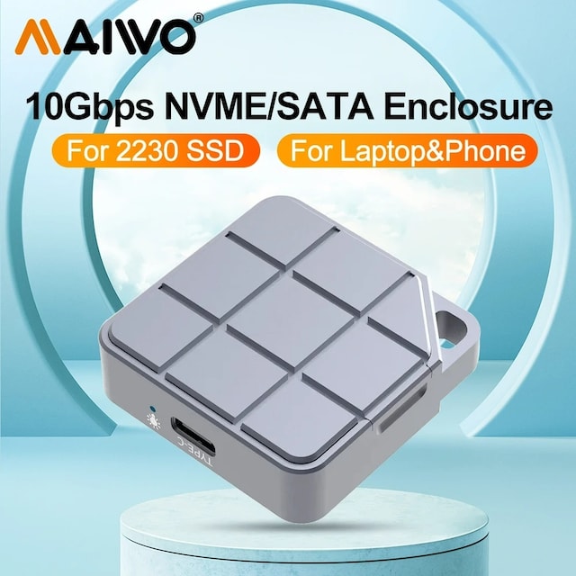 MAIWO M.2 2230 NVMe SATA SSD Enclosure USB 3.2 Gen 2 10Gbps for Pc Laptop iPhone 15