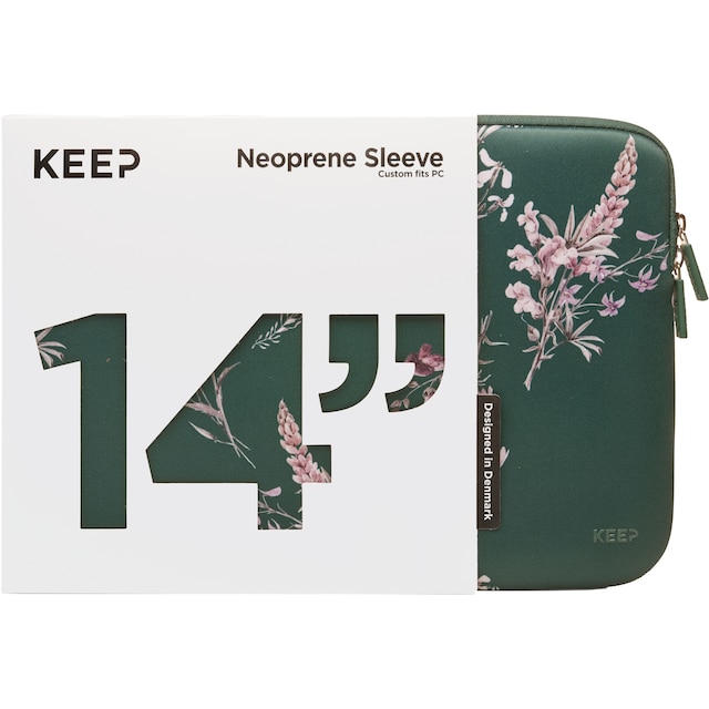 KEEP 14" neopren laptopfodral (Power Green Flower)
