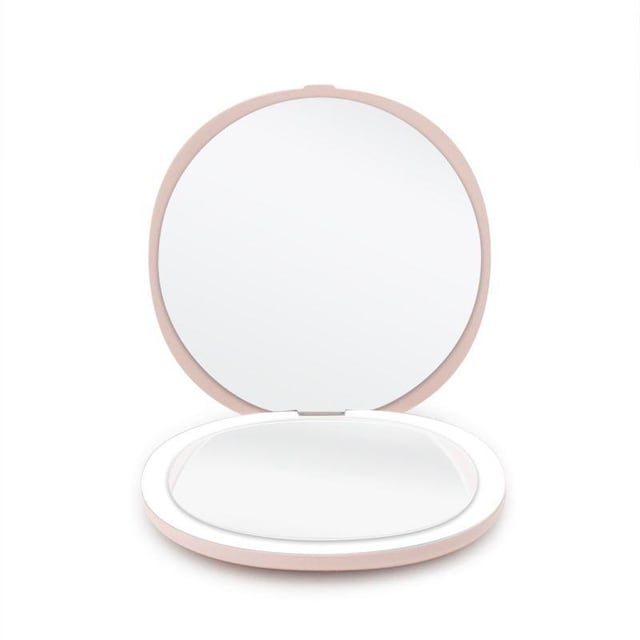 UNIQ® Kompakt Dubbelsidig Sminkspegel med LED (5x förstoring) - Rosa