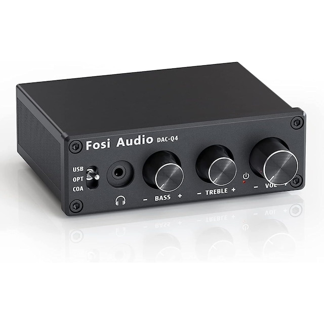 Fosi Audio Mini DAC & hörlursförstärkare, 24 bit/192 kHz USB/optisk/koaxial till RCA/AUX
